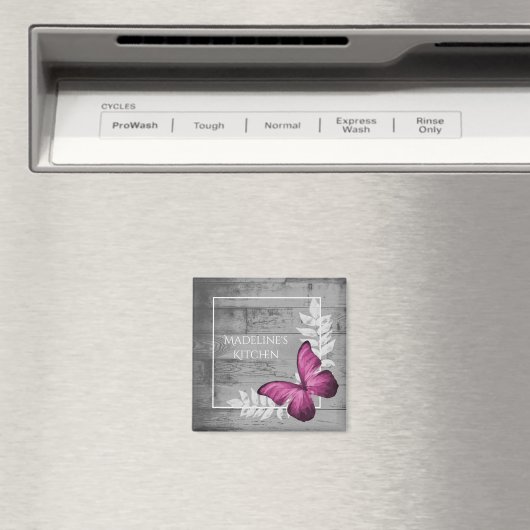 Papillon rose Magnet rustique (In Situ (Lave-vaisselle))
