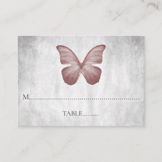 Papillon rose Mariage Cartes de Place (Devant)