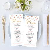 Papillon rose Menu plat Baby shower à thème