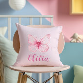 Papillon rose mignon Personnalisé Filles Coussin