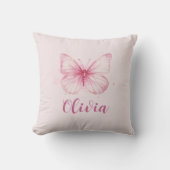 Papillon rose mignon Personnalisé Filles Coussin (Recto)