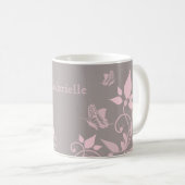Papillon rose Mug florale (Devant droit)