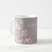 Papillon rose Mug florale (Devant gauche)