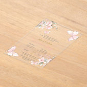 Papillon rose pâle Quinceanera invitation (Poser)