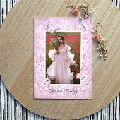 Papillon rose pâle Vintage Quinceanera Invitation