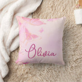 Papillon rose Personnalisé Filles Coussin (Couverture)