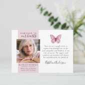 Papillon rose Photo Funérailles Merci Cartes (Debout devant)