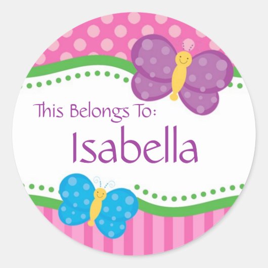 Papillon rose Pointe Retour à l'école Stickers (Devant)