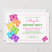 Papillon rose Polkadot Invitation d'anniversaire (Devant)