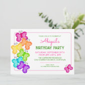 Papillon rose Polkadot Invitation d'anniversaire (Debout devant)