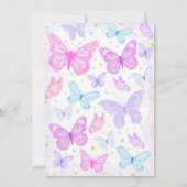Papillon rose première invitation anniversaire (Dos)