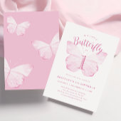 Papillon rose première invitation anniversaire
