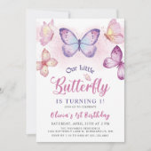 Papillon rose Purple Girls Invitation Anniversaire (Devant)