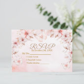 Papillon rose Quinceañera Couronne Carte Rsvp Rose (Debout devant)