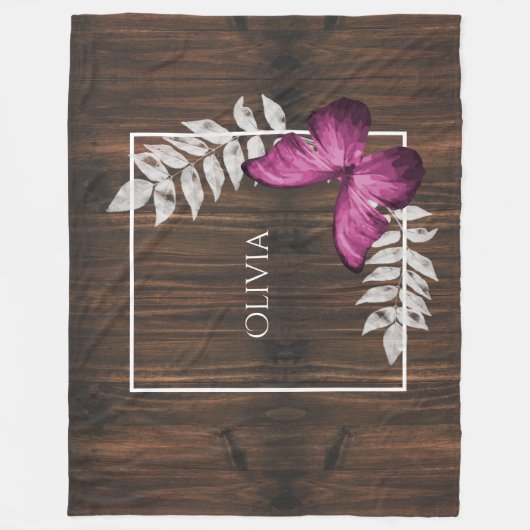 Papillon rose rustique - Couverture en polaire per (Devant)