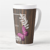 Papillon rose rustique Mug Latte personnalisée (Angle droit)