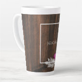 Papillon rose rustique Mug Latte personnalisée (Angle gauche)