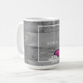 Papillon rose Rustique Personnalisé Café Mug (Devant gauche)