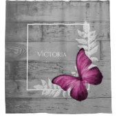 Papillon rose Rustique rideau de douche personnali (Devant)