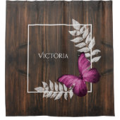 Papillon rose rustique Rideau de douche personnali (Devant)