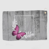 Papillon rose Serviette de golf rustique (Horizontal)