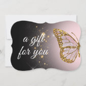 papillon rose sur carte cadeau arrière - plan noir (Devant)