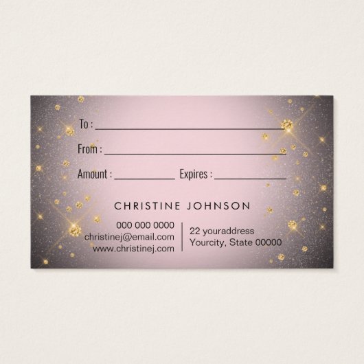 papillon rose sur carte cadeau design noir (Dos)