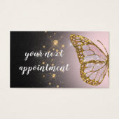 papillon rose sur carte de rendez-vous noire (Devant)