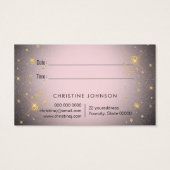 papillon rose sur carte de rendez-vous noire (Dos)