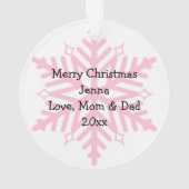 Papillon rose sur un flocon de neige Noël (dos)