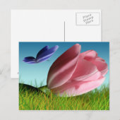 Papillon rose Tulipe pourpre Carte postale de prin (Devant / Derrière)