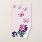 Papillon rose vert violet à fleurs Doodle Initiale (Serviette à main)