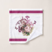Papillon rose vintage de marron floral (Gant de toilette)