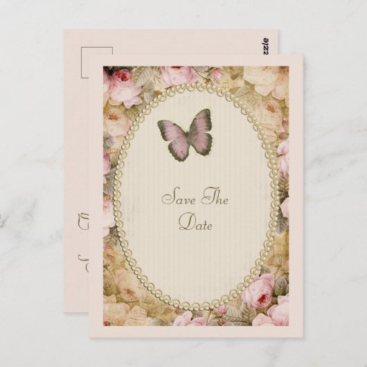 Papillon Roses Anciennes, Notes de Musique Carte d (Devant / Derrière)