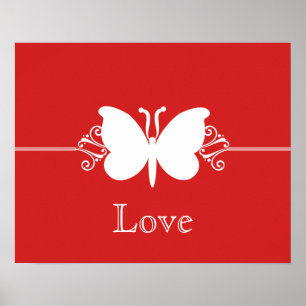 Papillon Rouge Foncé Tourbillons de Vertu Affiche