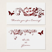 Papillon rouge, Merci Cartes pour Mariage (Devant & derrière)