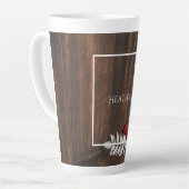 Papillon rouge rustique Mug Latte personnalisée (Angle gauche)