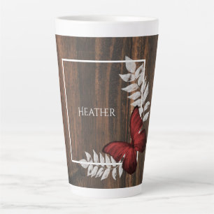 Papillon rouge rustique Mug Latte personnalisée