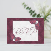 Papillon RSVP de mariage Brocade rouge (Debout devant)