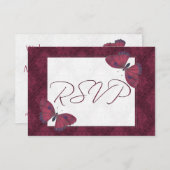 Papillon RSVP de mariage Brocade rouge (Devant / Derrière)