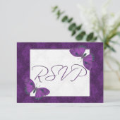 Papillon RSVP de mariage Brocade violet (Debout devant)
