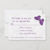 Papillon RSVP de mariage Brocade violet (Dos)