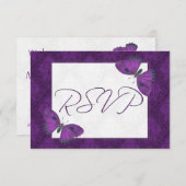 Papillon RSVP de mariage Brocade violet (Devant / Derrière)