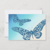Papillon RSVP Mariage Carte de réponse bleu (Dos)