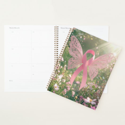 Papillon Ruban Rose dans un Jardin (Devant avec enveloppe)