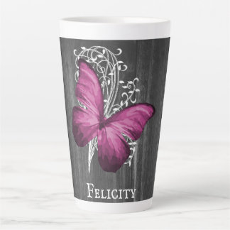 Papillon rustique Magenta Mug Latte personnalisée