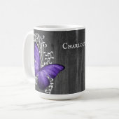 Papillon rustique pourpre Mug de café personnalisé (Devant gauche)