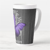 Papillon rustique pourpre Mug Latte personnalisée (Angle droit)