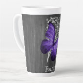 Papillon rustique pourpre Mug Latte personnalisée (Angle gauche)