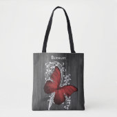 Papillon rustique rouge Sac fourre-tout personnali (Devant)